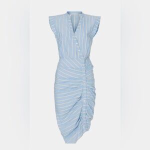 NWT Veronica Beard Women's Blue Ruched Stripe Shirtdress 6